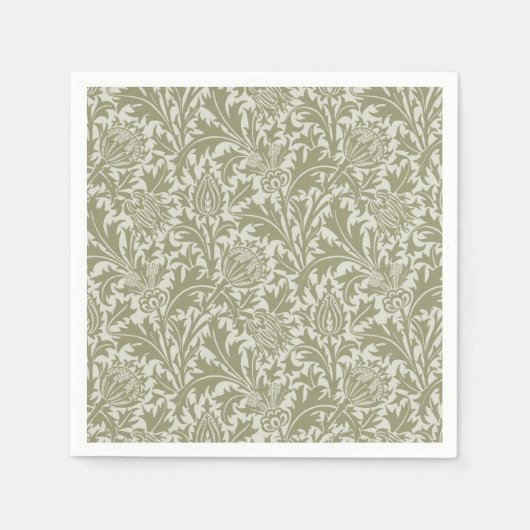 William Morris Thistle Sage Green Pattern Serviette (Vorderseite)