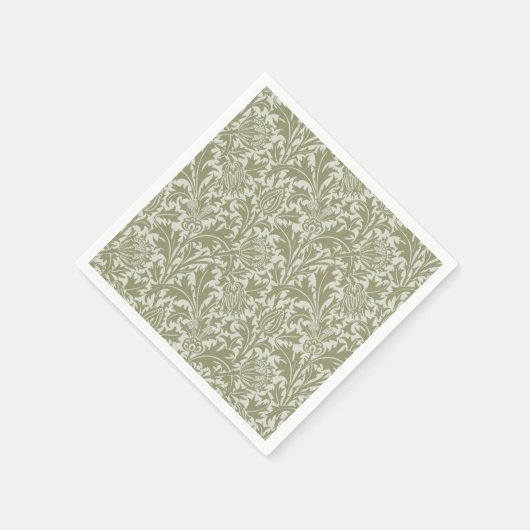 William Morris Thistle Sage Green Pattern Serviette (Ecke)