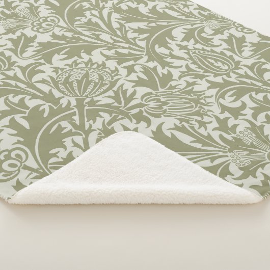William Morris Thistle Sage Green Pattern Sherpadecke (3/4)