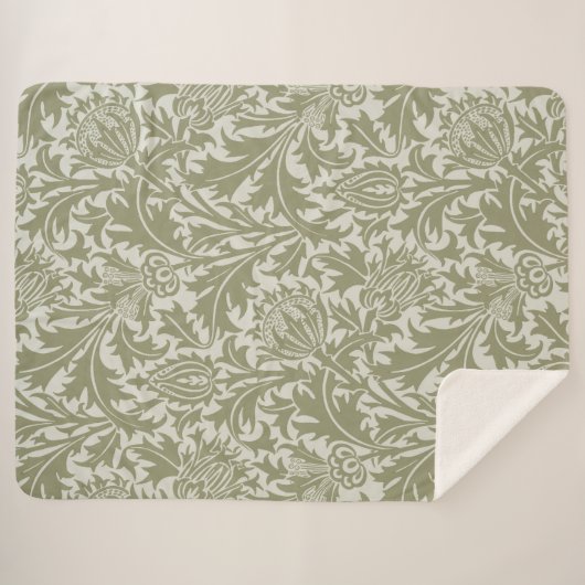 William Morris Thistle Sage Green Pattern Sherpadecke (Vorderseite (Horizontal))