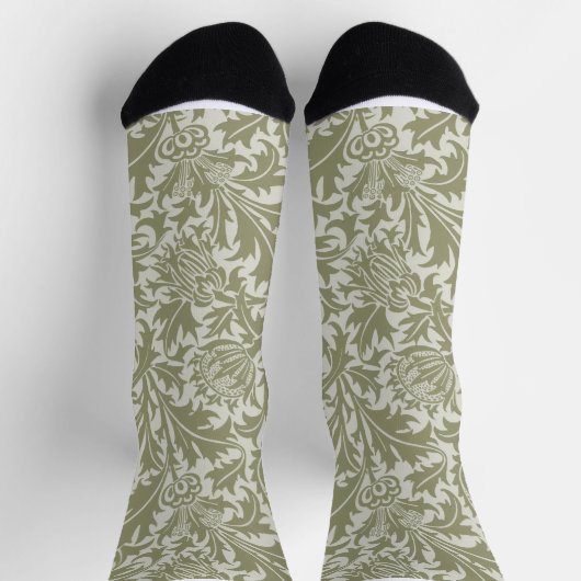 William Morris Thistle Sage Green Pattern Socken (Oben)