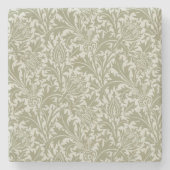William Morris Thistle Sage Green Pattern Steinuntersetzer (Vorderseite)