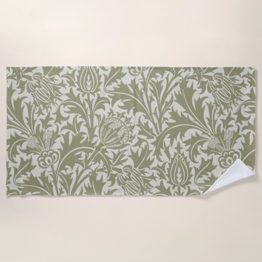 William Morris Thistle Sage Green Pattern Strandtuch (Vorderseite)