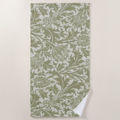 William Morris Thistle Sage Green Pattern Strandtuch (Vorderseite)