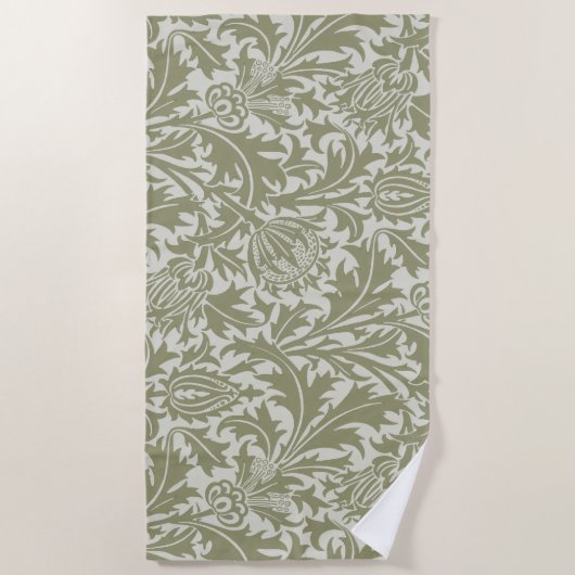 William Morris Thistle Sage Green Pattern Strandtuch (Vorderseite)