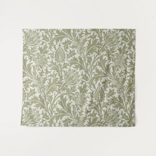 William Morris Thistle Sage Green Pattern Wandteppich (Vorderseite (Horizontal))