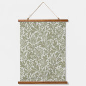 William Morris Thistle Sage Green Pattern Wandteppich Mit Holzrahmen (Vorderseite)