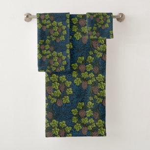 William Morris Traube & Rebe Rot Grün Blau Badhandtuch Set