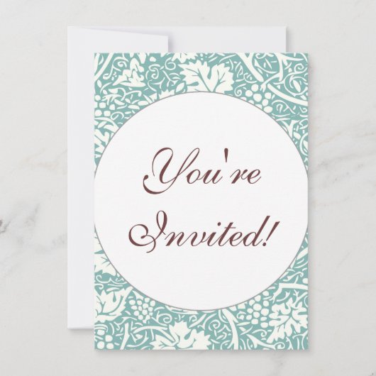 William Morris Traubenmuster Aquamarin Türkis Einladung (Vorderseite)