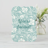 William Morris Traubenmuster Aquamarin Türkis Einladung (Stehend Vorderseite)