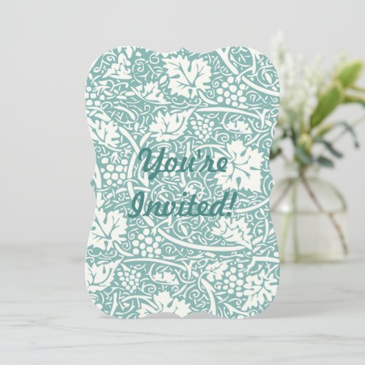 William Morris Traubenmuster Aquamarin Türkis Einladung (Stehend Vorderseite)