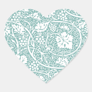 William Morris Traubenmuster Aquamarin Türkis Herz-Aufkleber