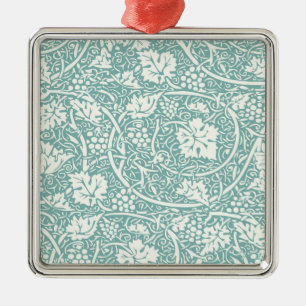 William Morris Traubenmuster Aquamarin Türkis Silbernes Ornament