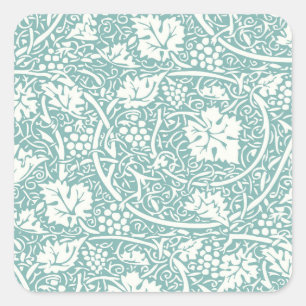 William Morris Traubenmuster Türkis Türkisblau Quadratischer Aufkleber