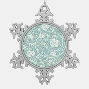 William Morris Traubenmuster Türkis Türkisblau Schneeflocken Zinn-Ornament