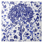 William Morris Tree of Life, Cobalt Blue and White Fliese (Vorderseite)