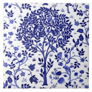 William Morris Tree of Life, Cobalt Blue and White Fliese