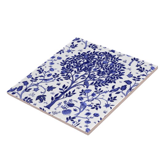 William Morris Tree of Life, Cobalt Blue and White Fliese (Seite)