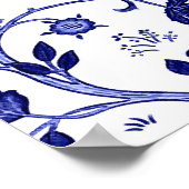 William Morris Tree of Life, Cobalt Blue und White Poster (Ecke)