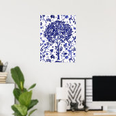 William Morris Tree of Life, Cobalt Blue und White Poster (Heimbüro)