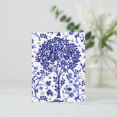 William Morris Tree of Life, Cobalt Blue und White Postkarte (Stehend Vorderseite)