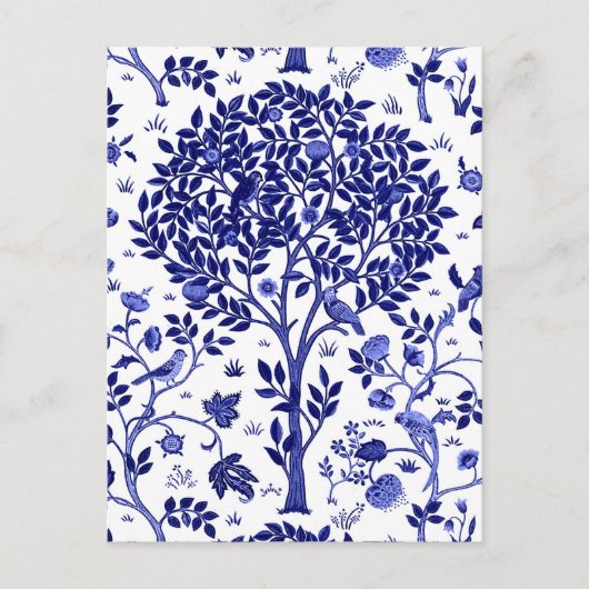 William Morris Tree of Life, Cobalt Blue und White Postkarte (Vorderseite)
