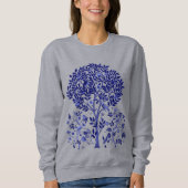 William Morris Tree of Life, Cobalt Blue und White Sweatshirt (Vorderseite)
