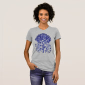 William Morris Tree of Life, Cobalt Blue und White T-Shirt (Vorne ganz)