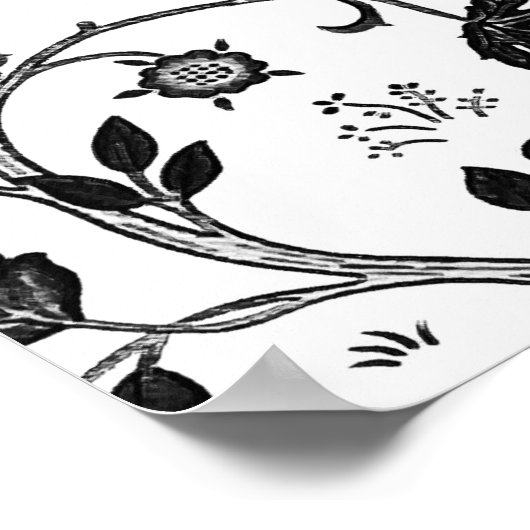 William Morris Tree of Life Pattern, Black & White Poster (Ecke)