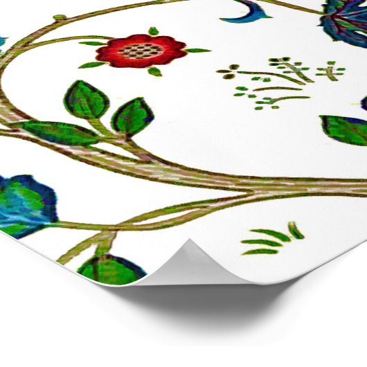 William Morris Tree of Life Pattern, Green & Multi Poster (Ecke)