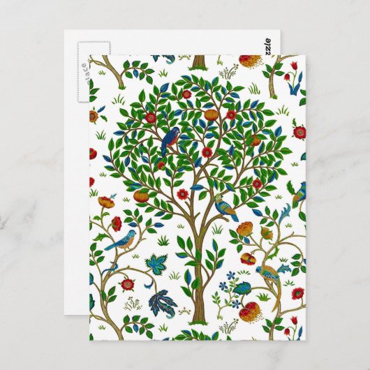 William Morris Tree of Life Pattern, Green & Multi Postkarte (Vorne/Hinten)