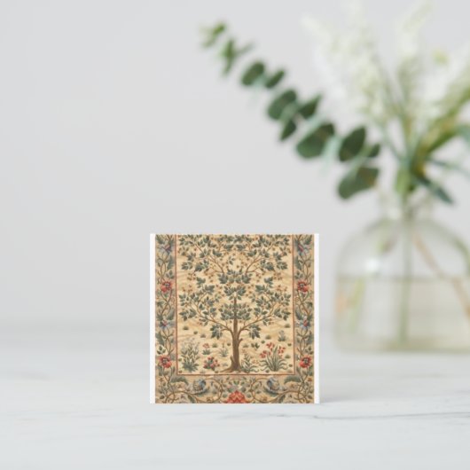 William Morris Tree of Life Quadratische Visitenkarte (Stehend Vorderseite)