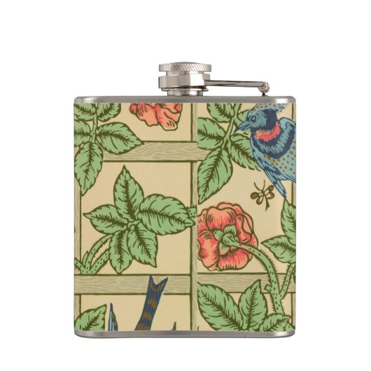 William Morris Trellis Classic Wallpaper Design Flachmann (Rückseite)