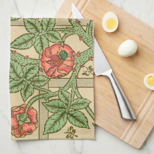 William Morris Trellis Classic Wallpaper Design Geschirrtuch (Viertel Falte)