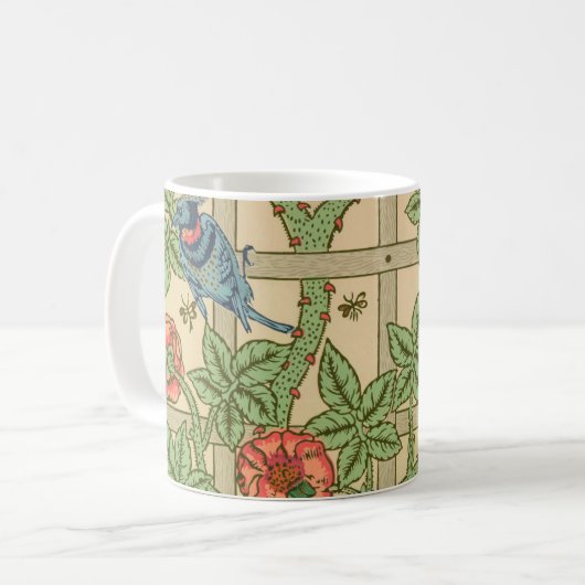 William Morris Trellis Classic Wallpaper Design Kaffeetasse (Vorderseite Links)