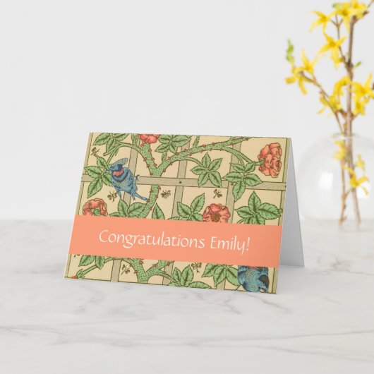 William Morris Trellis Classic Wallpaper Design Karte (Gelbe Blume)