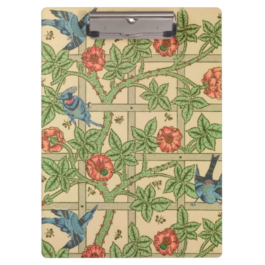 William Morris Trellis Classic Wallpaper Design Klemmbrett (Vorderseite)