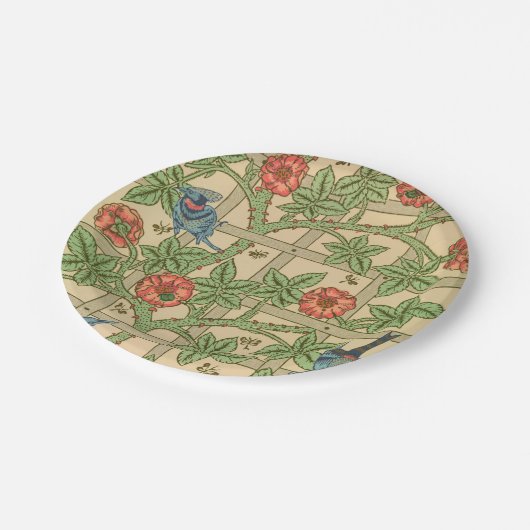 William Morris Trellis Classic Wallpaper Design Pappteller (Schrägansicht)
