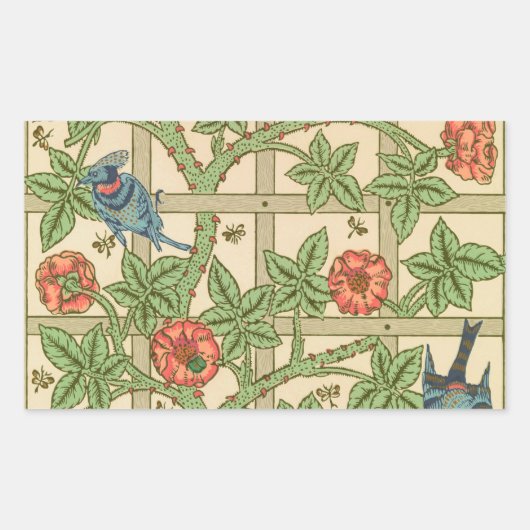 William Morris Trellis Classic Wallpaper Design Rechteckiger Aufkleber (Vorderseite)