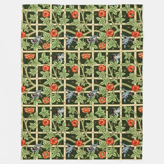 William Morris Trellis Pattern in Green Fleecedecke (Vorderseite)