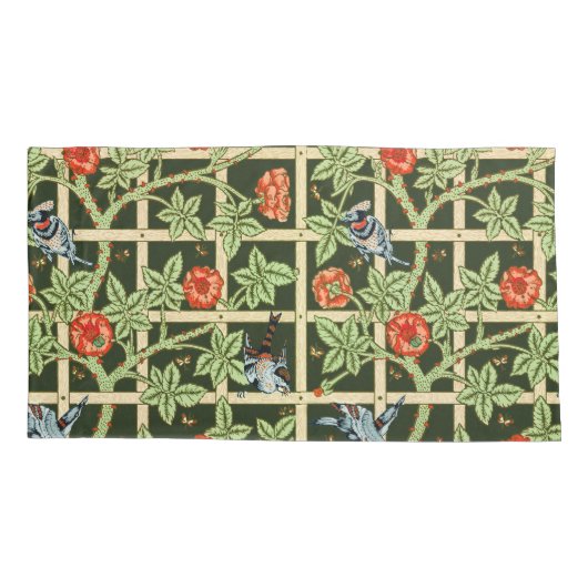 William Morris Trellis Pattern in Green Kissenbezug (Rückseite)