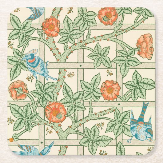 William Morris Trellis Victorian Wallpaper Rechteckiger Pappuntersetzer (Vorderseite)