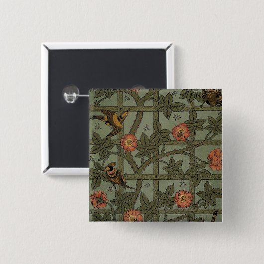 William Morris Trellis Wallpaper Art Button (Vorne & Hinten)