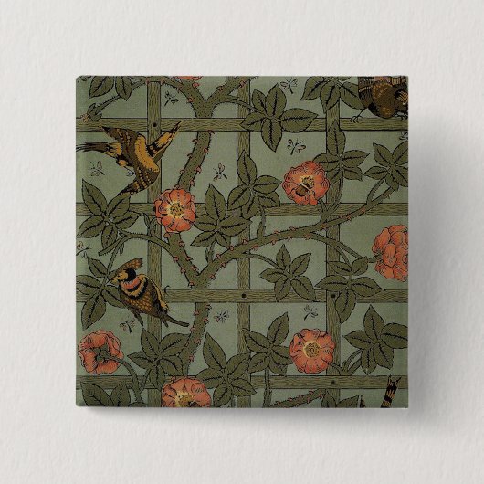 William Morris Trellis Wallpaper Art Button (Vorderseite)