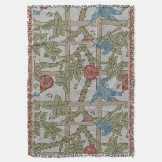 William Morris Trellis Wallpaper Art Decke (Vorderseite Vertikal)