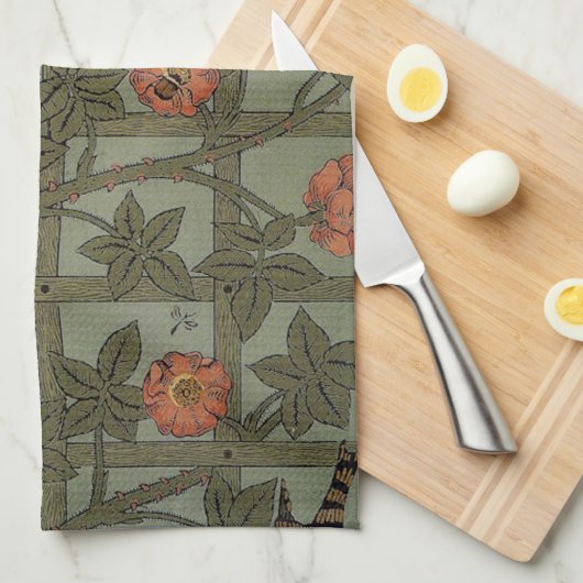 William Morris Trellis Wallpaper Art Geschirrtuch (Viertel Falte)