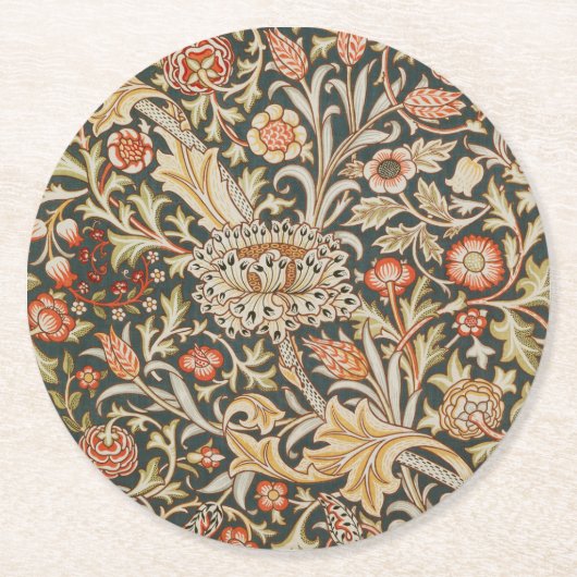 William Morris Trent Garden Blume Classic Botanic Runder Pappuntersetzer (Vorderseite)