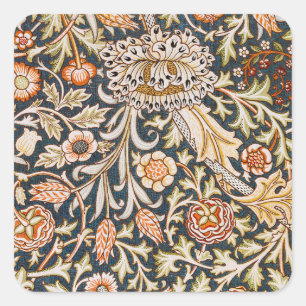William Morris Trent Garden Blume Pattern Classic Quadratischer Aufkleber
