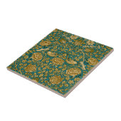 William Morris Tudor Rose Pattern Blue Golden Fliese (Seite)