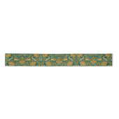 William Morris Tudor Rose Pattern Blue Golden Satinband (Vorderseite)